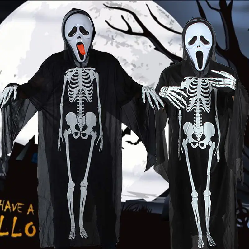 

Zombie horror Halloween costume adult children die skeleton scary vampire garments cloak ghosts and props