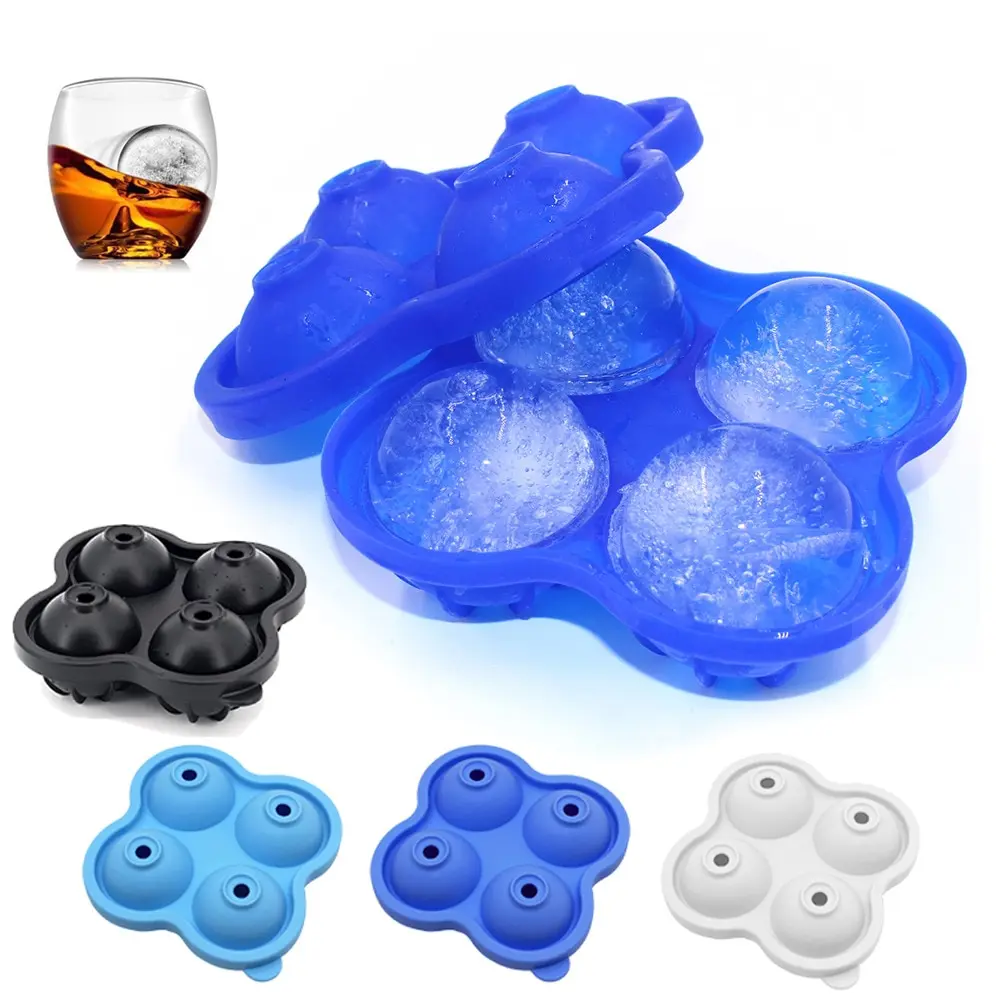 

4 Grid Ice Molds DIY Home Bar Party Cocktail Use Sphere Round Ball Ice Cube Makers Kitchen Ice Cream Moulds