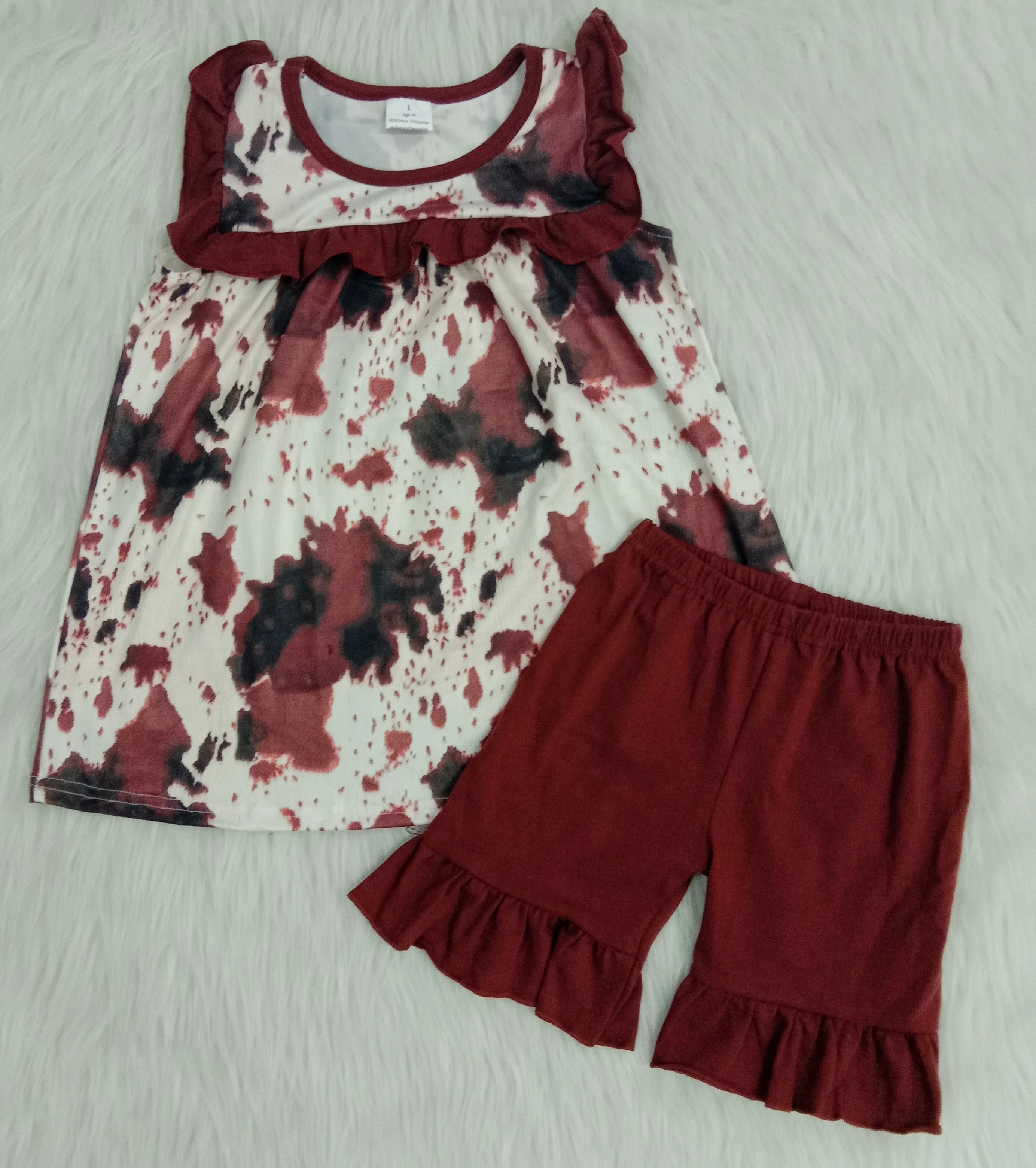 

2020 latest design cute girl sets ink painting children's wear baby little girl summer boutique 2 piece set