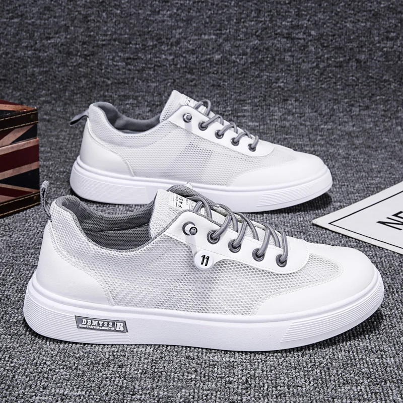 

Men's casual shoes, flat sole shoes, mesh breathable non-slip wear-resistant white shoes, all-match