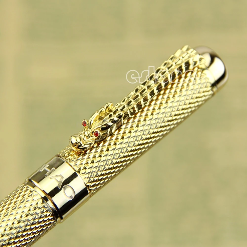 Лучший Noblest Jinhao 1200 Дракон Клип Шариковая ручка Полный Золотой канцелярские