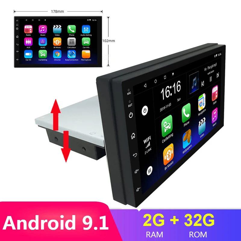 

1 Din Android 9,1 автомобильное стерео радио универсальное 7 в регулируемый экран мультимедийный плеер 4-ядерный GPS Navi WIFI Bluetooth аудио