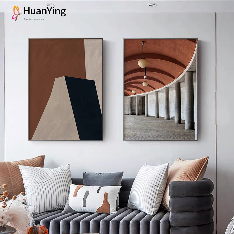 

Abstract Brown Red Wall Art Pictures Posters and Prints Modern Home Decoration Canvas Paintings for Living Room Bedroom No frame