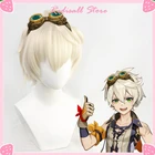 Парик Беннетт Genshin Impact для косплея, бледно-светлые короткие прямые бежевые термостойкие волосы для женщин на Хэллоуин