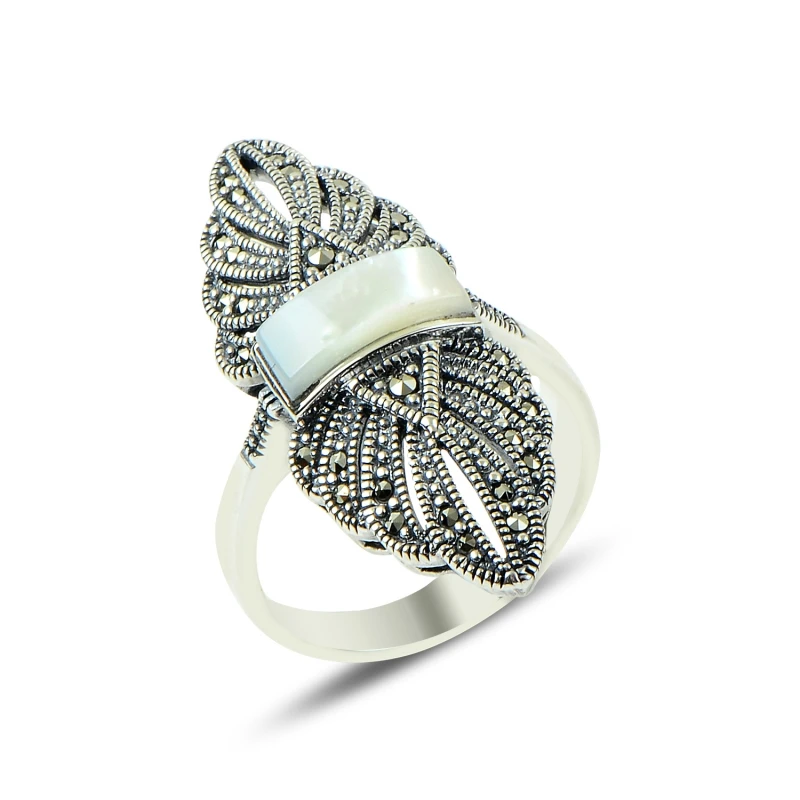 

Silverlina Silver Marcasite & Pearl Cubic Zirconia Ring