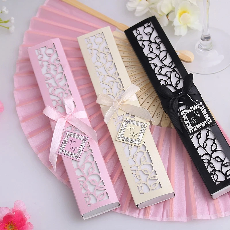 

10 pcs / lot Luxurious Silk Fan Wedding Gifts wedding decoration wedding favors hand fan + gift box