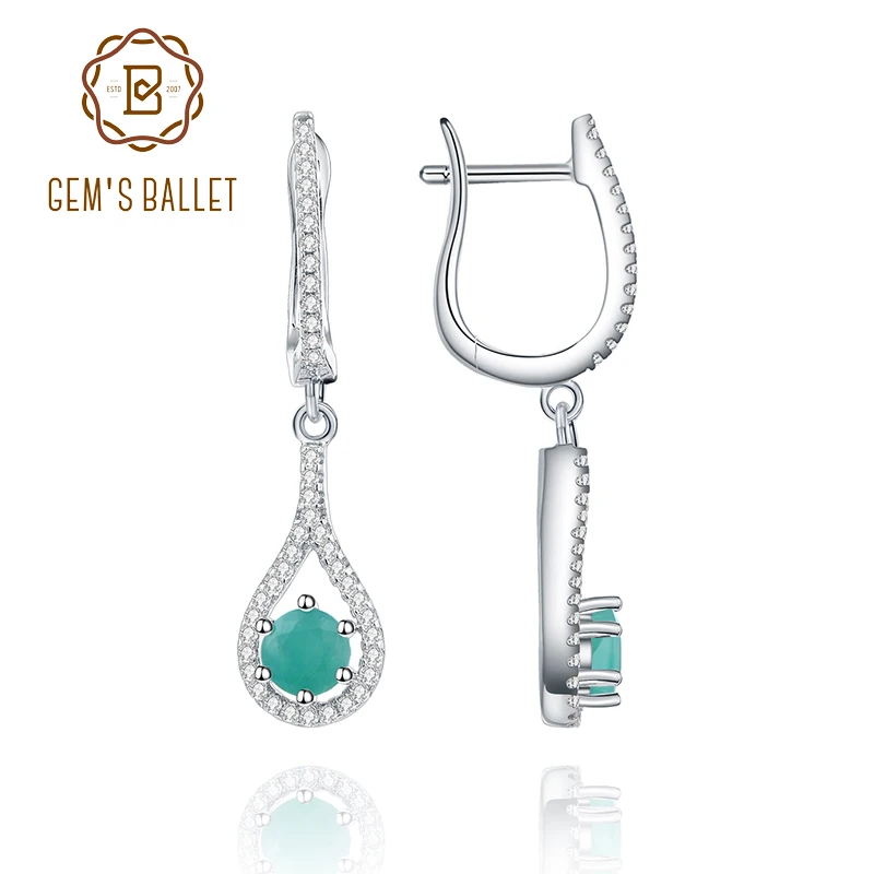 Gem балетки 925 стерлинговые Серебряные Серьги с драгоценными камнями круглой