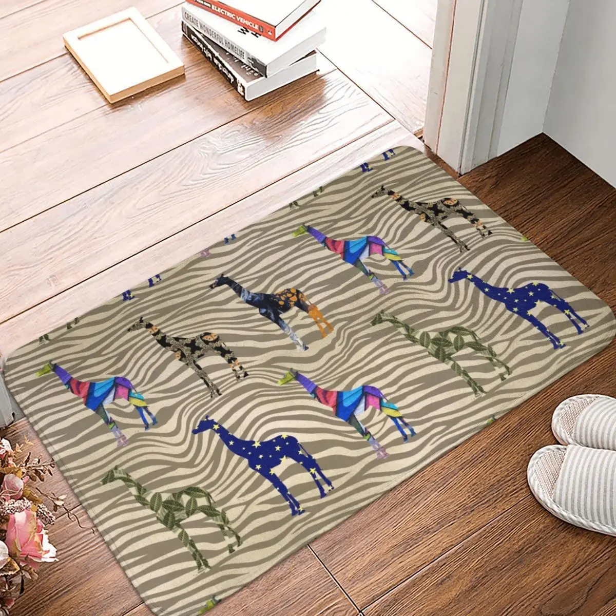 

Colorful Giraffes Doormat Carpet Mat Rug Polyester PVC Non-Slip Floor Decor Bath Bathroom Kitchen Bedroom 40x60