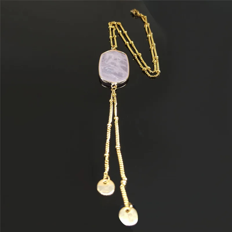 2021 ожерелья из нержавеющей стали с натуральным камнем женские длинные и подвески