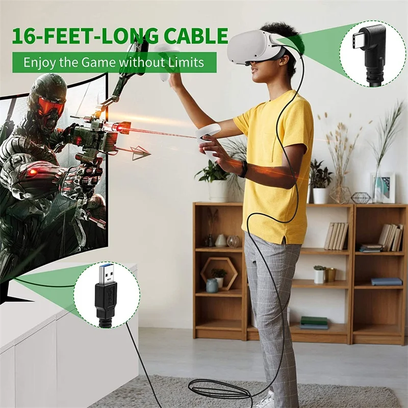 Кабель для передачи данных с разъемом USB Type C 3 1 Для Oculus Link Steam VR Quest/ 2 3.0 5 Гбит/с м