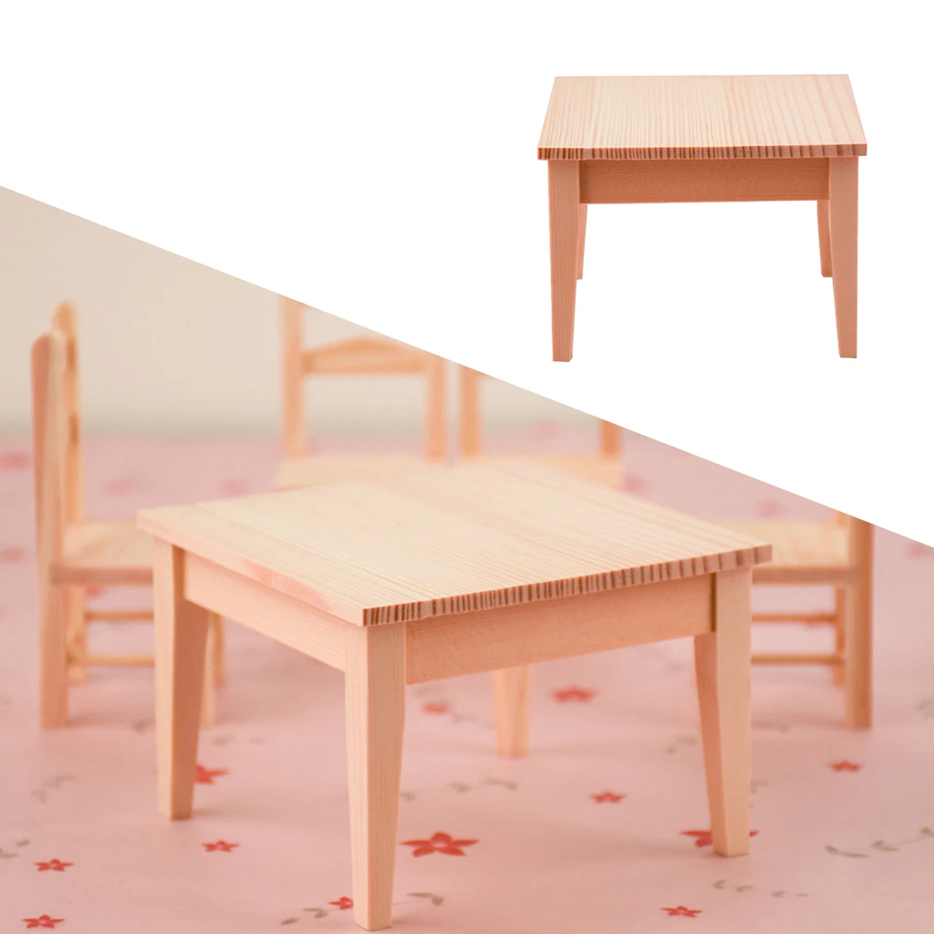 

1 12 Miniature Doll House Table Dining Room Desk Wooden Furniture Accessories