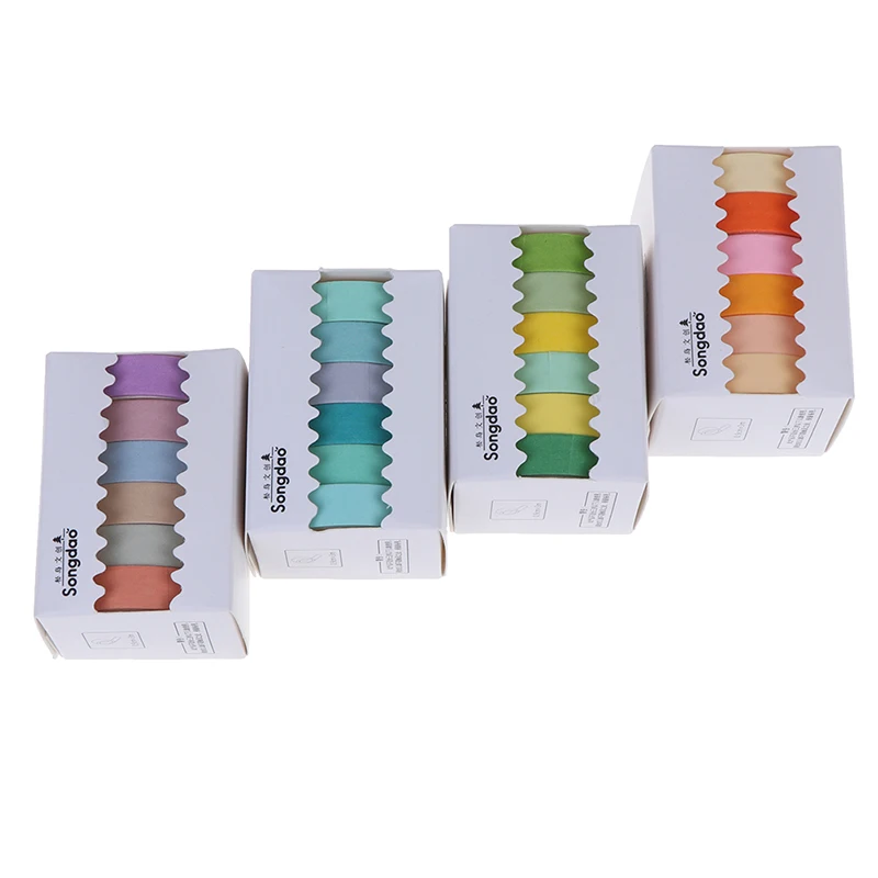 

6 pcs/pack Basic Solid Color paper Washi Tape Adhesive Tape DIY Scrapbooking Sticker Label Masking Tape