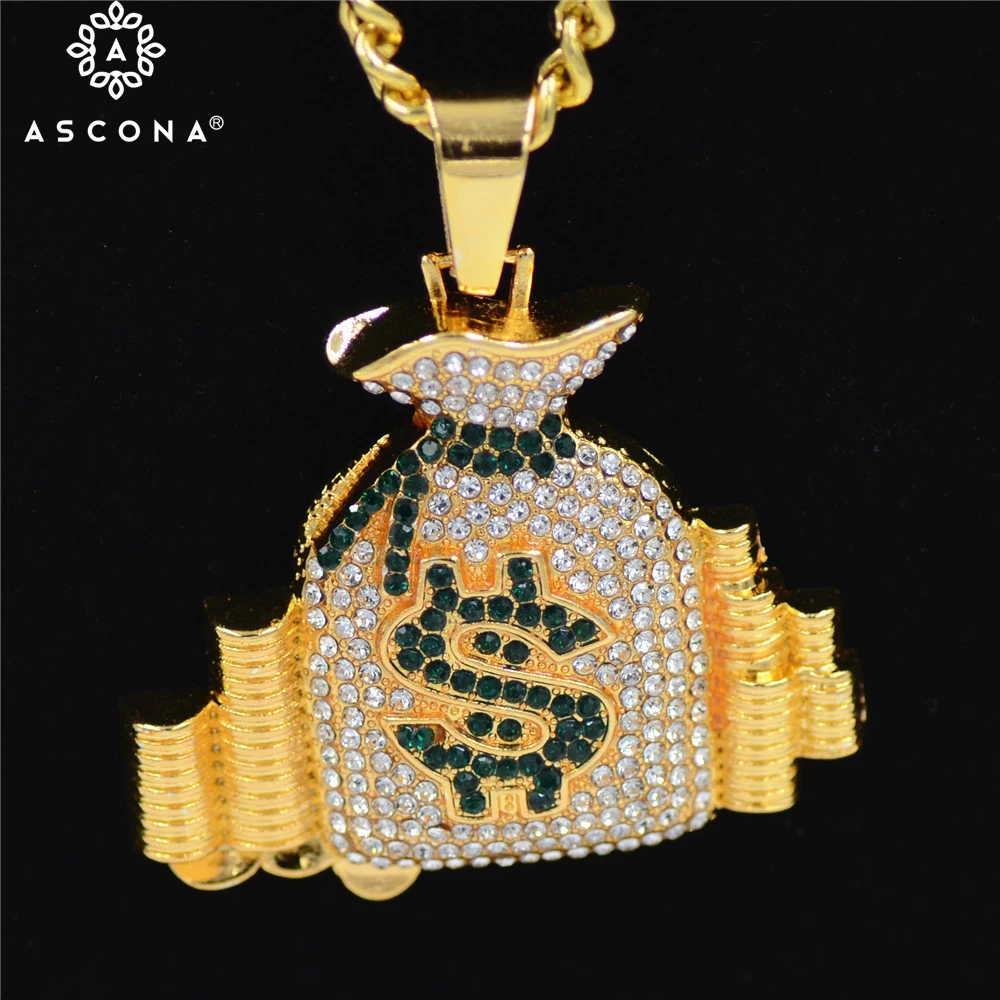 

Мужские украшения в стиле хип-хоп, ожерелье с подвеской в виде доллара США, кошелек, Rhinstone Sybol, крутой кошелек в форме доллара США, рок-рэпер, п...