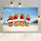 Avezano Гавайский морской пляж голубое небо фон для фотографии праздник ананас Рождественская шляпа Портрет фон для фотостудии реквизит