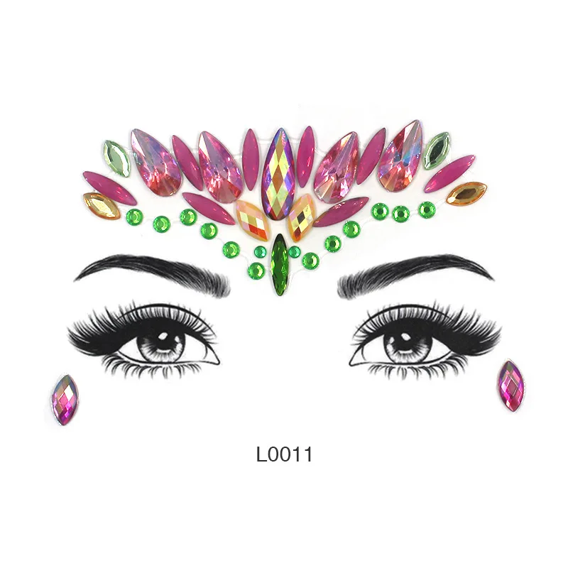 L0011 Блестящие украшения, тату-Стикеры, женская мода, для лица, тела, драгоценные камни, цыганский музыкальный фестиваль, украшение, вечерние, макияж, инструмент, для лица, кристальная наклейка - Цвет: L0011
