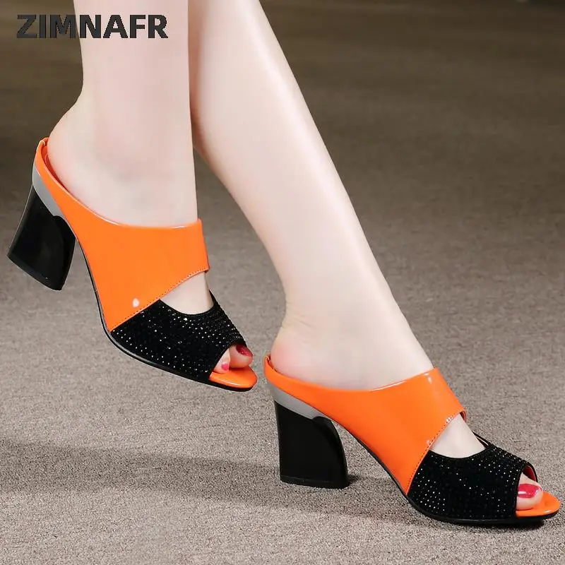 

ZIMNAFR 2021 Summer Upgrade Women Sandals Female Genuine Leahter Slippers Women High Heel Platform Sandals Women Shoes Plus Size