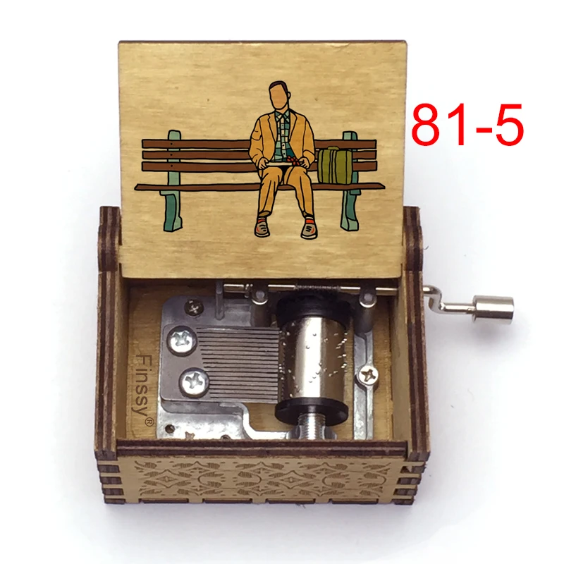 Деревянная музыкальная шкатулка Forrest Gump Музыкальная с цветным принтом для рук