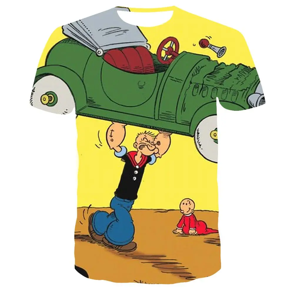 2019 Модные мужские топы футболки новейшие модные с принтом Popeye повседневные