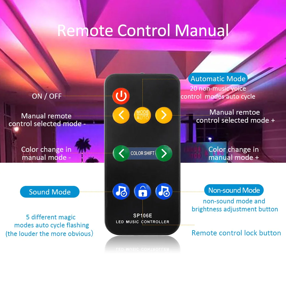 Светодиодная лента 12 В постоянного тока светильник с музыкальным контроллером