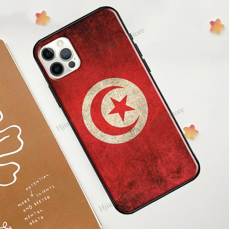 Tunisia Flag Map Case For iPhone 13 Pro Max 12 mini 11 Pro Max 6S 7 8 Plus SE 2020 X XR XS Max Phone Cover images - 6