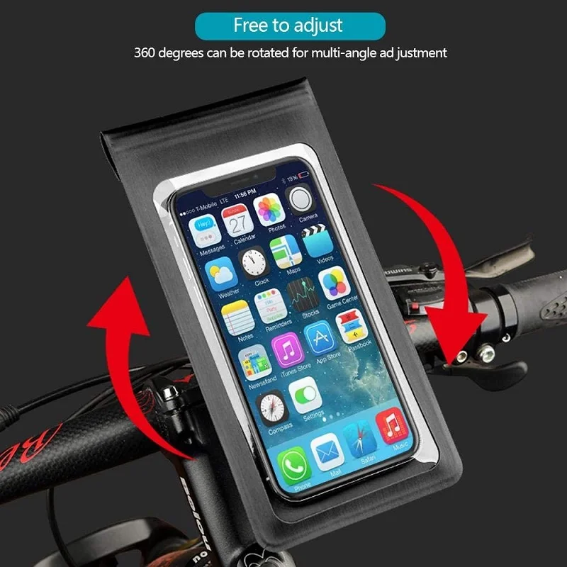 360° rotation waterproof bicycle phone bag case touch screen bike handlebar phone holder motorcycle rearview mirror phone stands free global ship