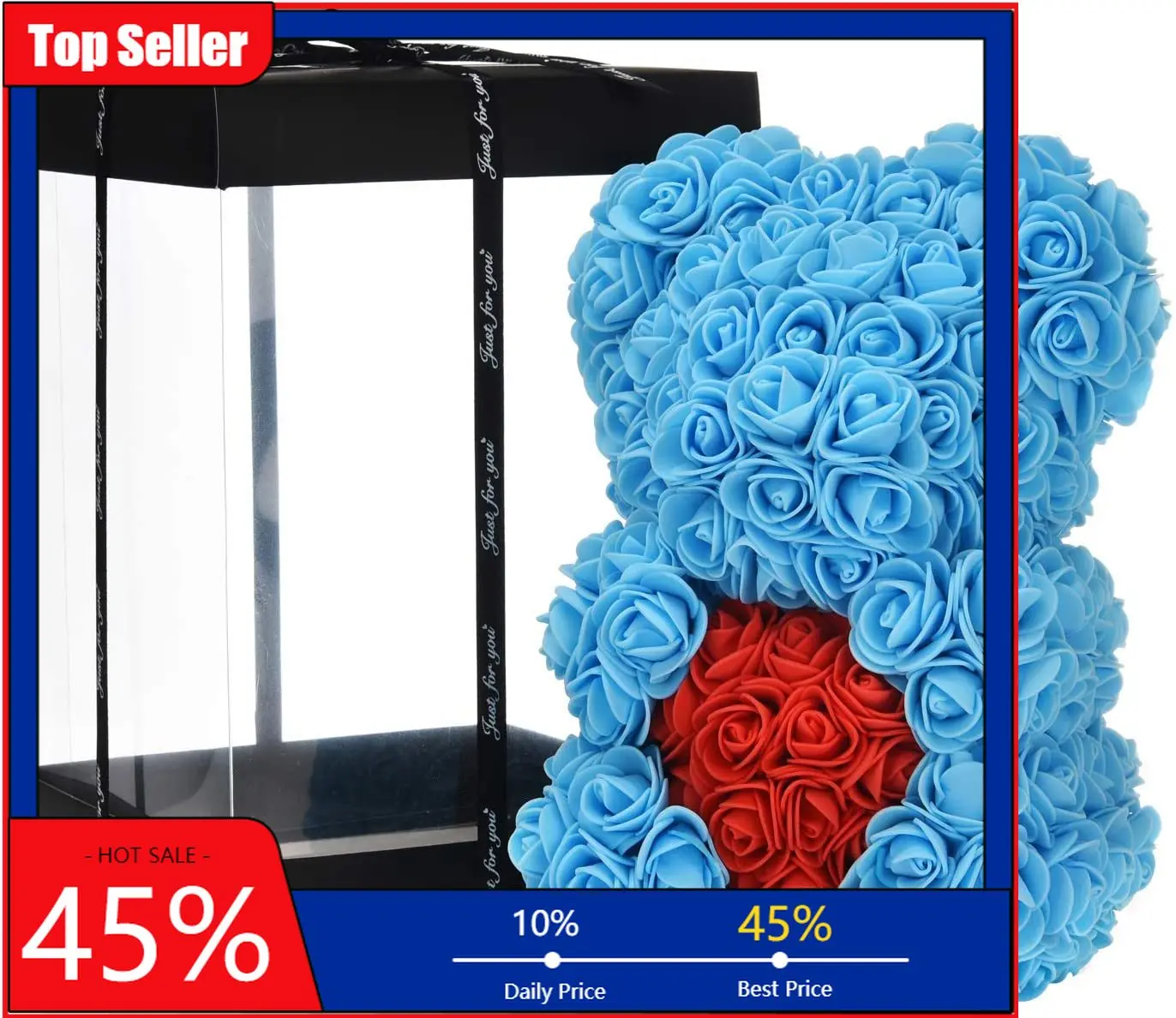 

22cm Red Rose Bear Teddy Bear Rose Artificial Flower Decoration Christmas Valentines Birthday Gift