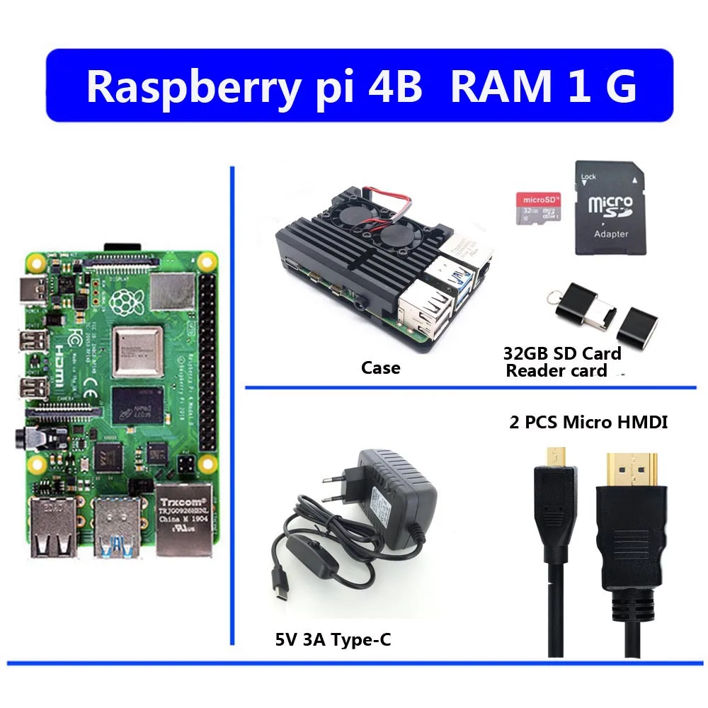 Официальный Raspberry Pi 4 Модель B макетная плата комплект ОЗУ 1 г/2 г/4 г 4 ядерный процессор 1,5 ГГц 3 Спидера, чем Pi 3B - Цвет: Золотой