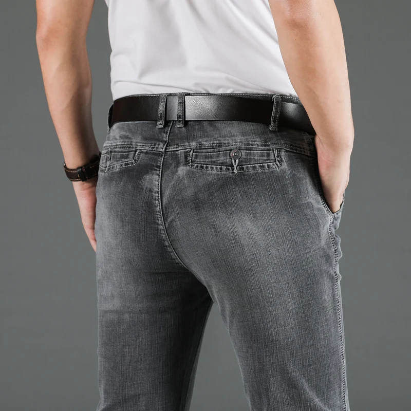 

Men's Jeans Spring and Autumn New Classic Smoky Gray Business Casual Stretch Regular-version Denim Trousers Men's Brand Clothing
