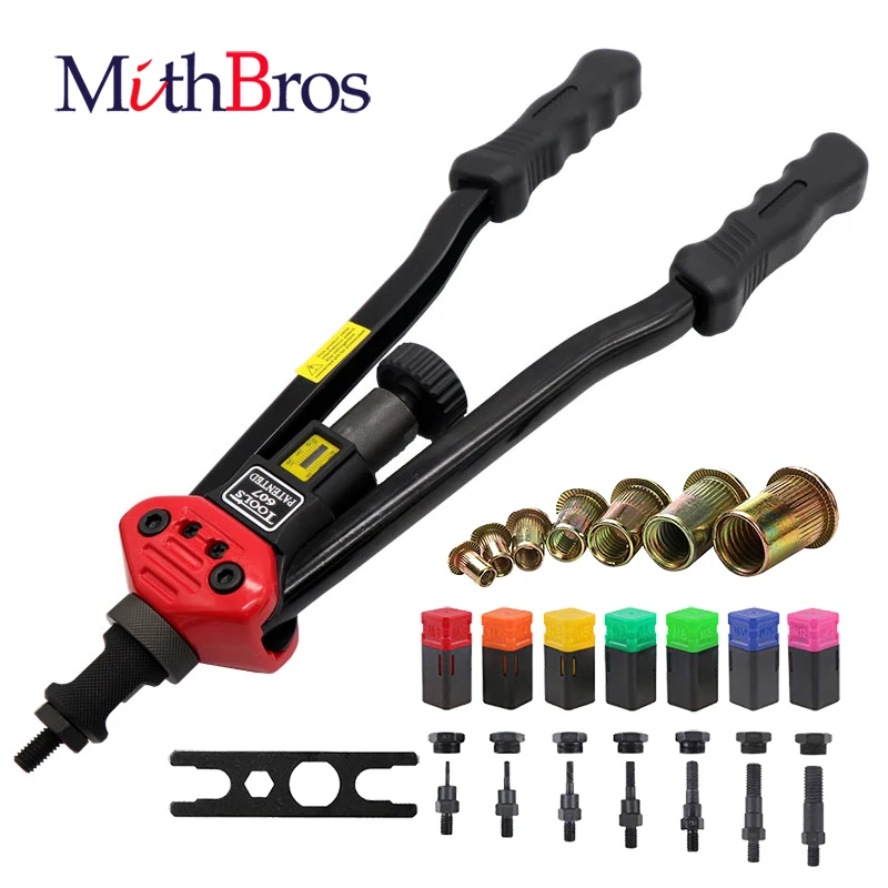 

MithBros Rivet Nut Tool Blind Rivet Gun Manual Riveter Rivet Nut Setter Kit for Inserting Threaded Nut Rivet with 7pcs Mandrels