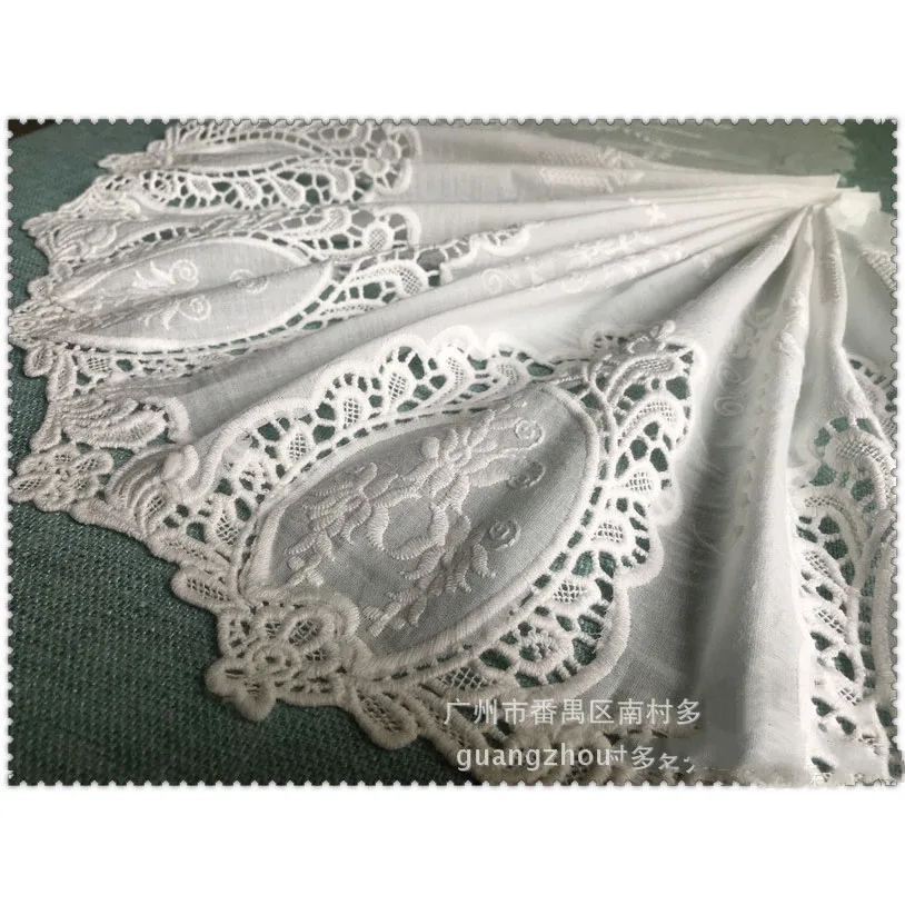 Кружевная ткань с вышивкой белого цвета шириной 33 см хлопковое кружево для шитья