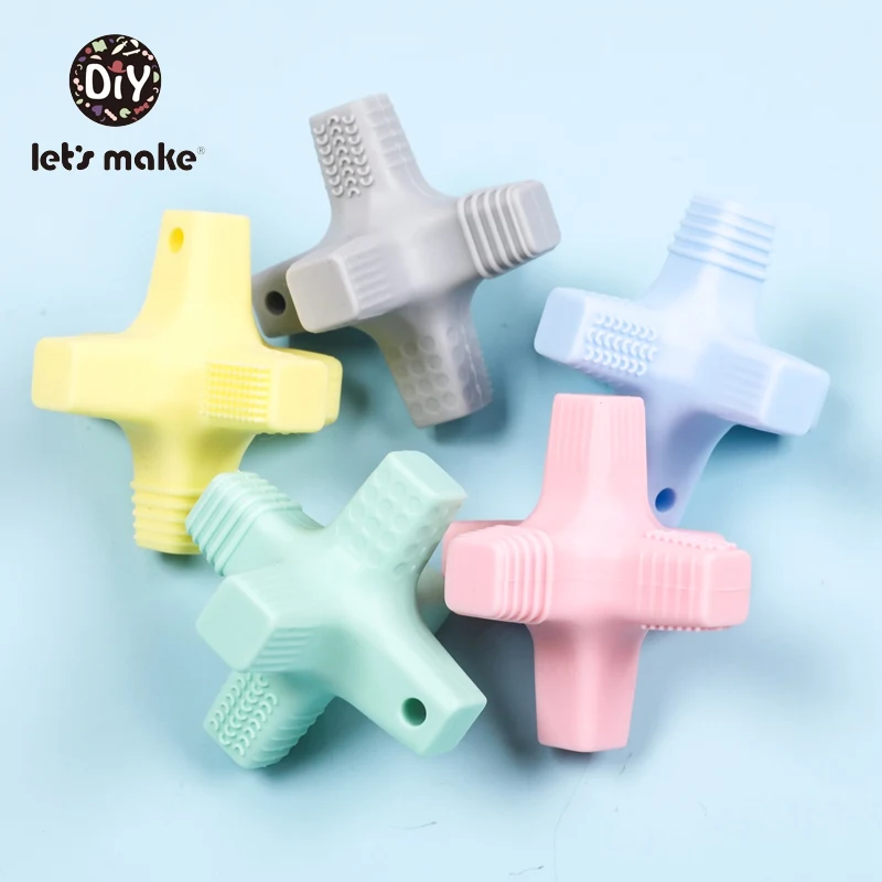 

Let's Make 10pc Food Grade Silicone Cross Teether Pendant DIY Pacifier chain Tiny Rod Baby Teething Toys BPA Free Baby Teethers