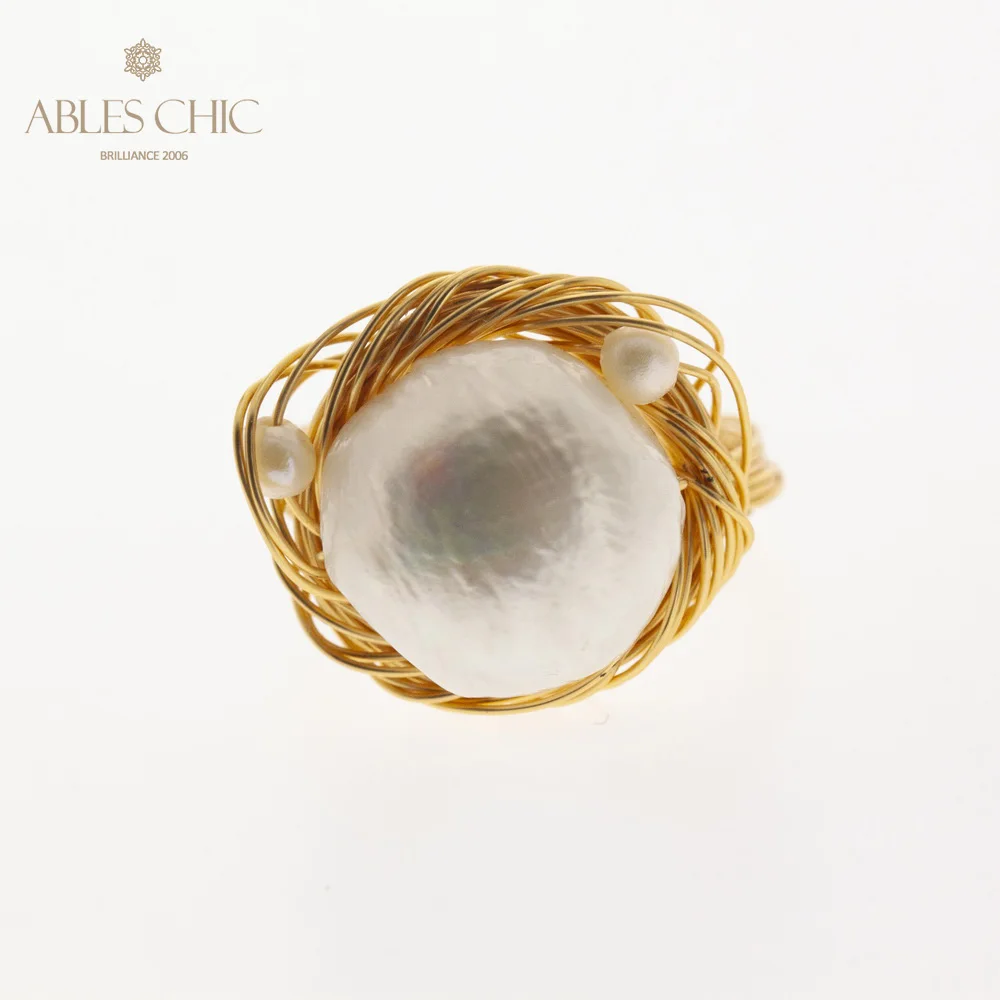 Винтажные кольца ручной работы в стиле барокко 14K золотого оттенка обмотанная