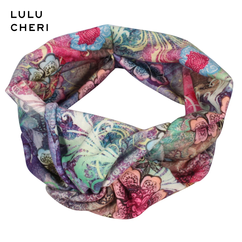 Женский широкий ободок для волос винтажный в ретро стиле с цветочным принтом и