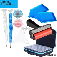 5d diamond painting tool accessories 60 bottles storage box with resin point drilling pen and roller and a3 led light pad kit