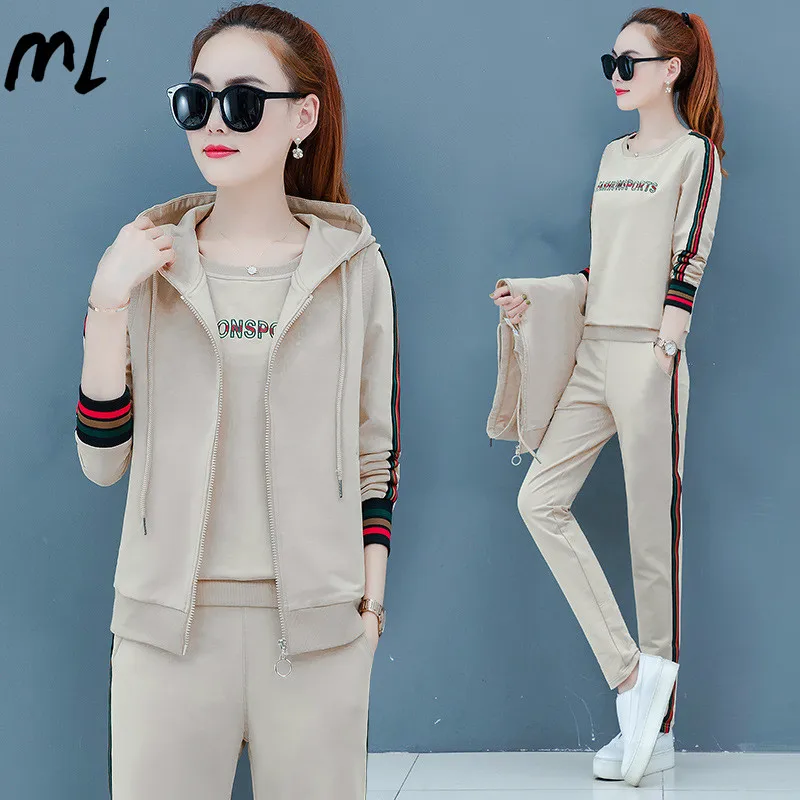 Осенне зимний модный спортивный костюм женская одежда спортивная повседневный