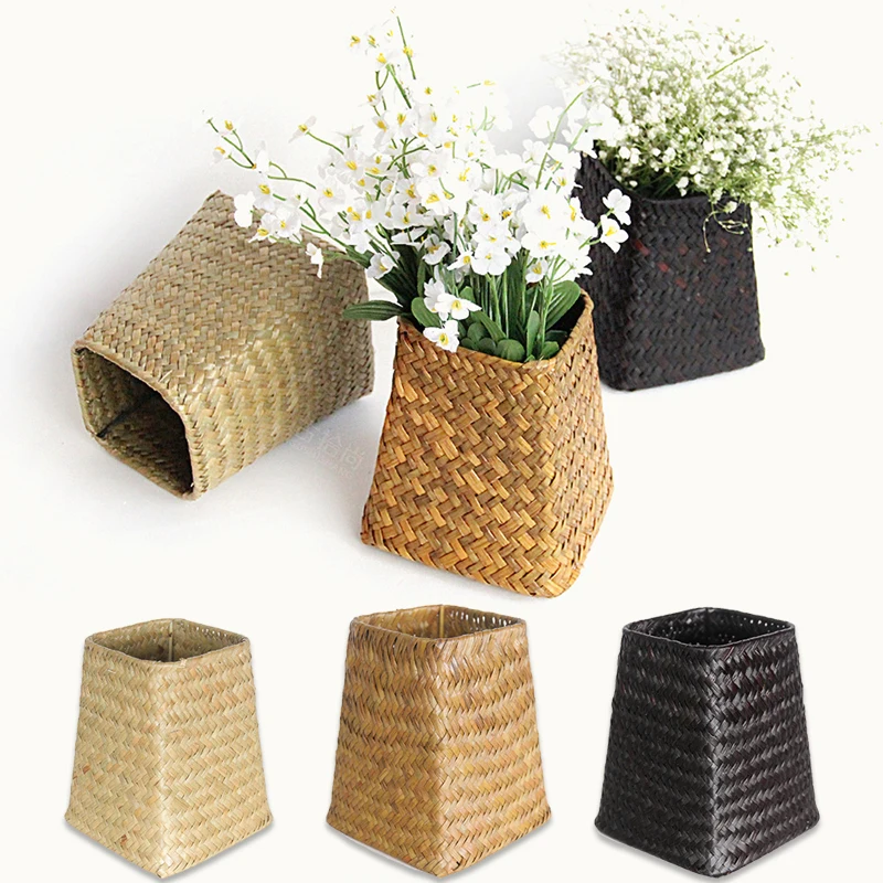 

Натуральный Плетеный цветочный горшок ручной работы, домашний складной стол, декор для морских водорослей, цветочный горшок, новый сад, гос...