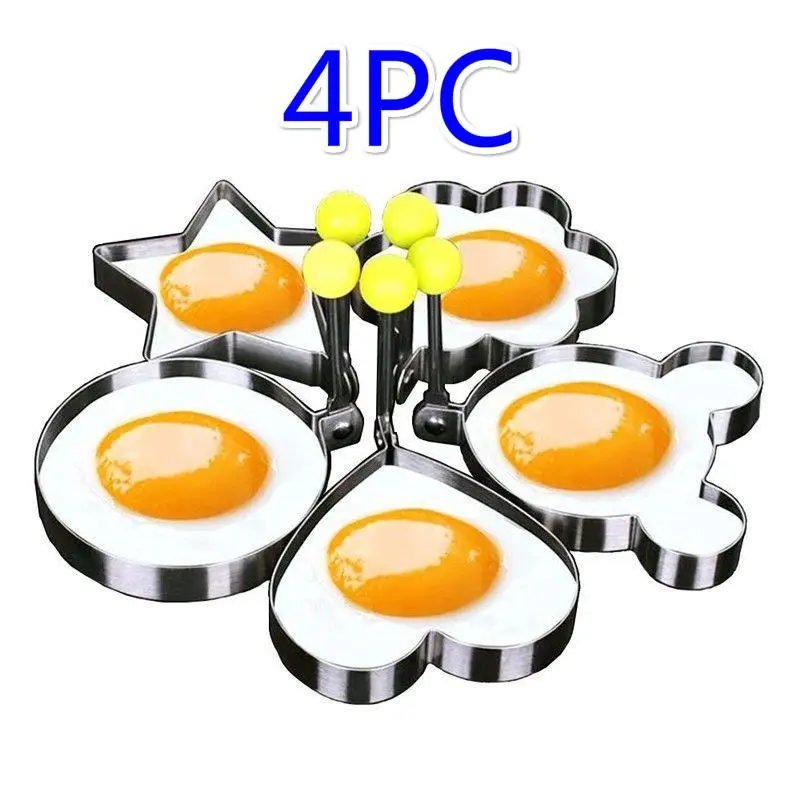 

4pcs Stainless Steel Mold Frying Breakfast Omelette Pancake Shaped Kitchen Tool Cook Fried Ring Form kitchen accessories