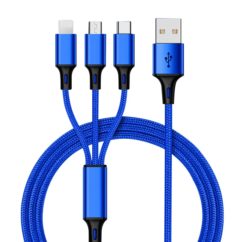 3 в 1 USB кабель type C type-c iOS Micro USB кабели Android 5V2A Быстрая зарядка провод зарядного устройства нейлоновый шнур для мобильного телефона