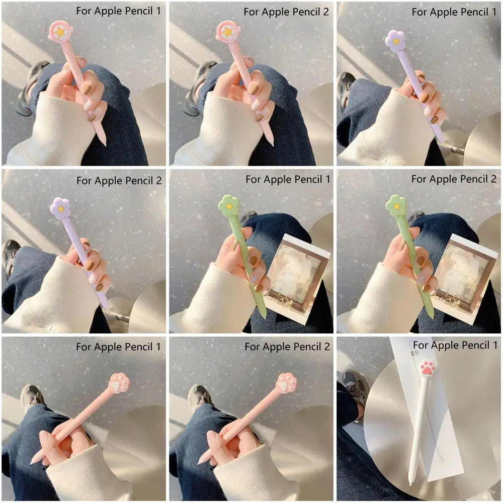 Силиконовый чехол с кошачьими крапанами для Apple Pencil 1/2 пыленепроницаемый стилус