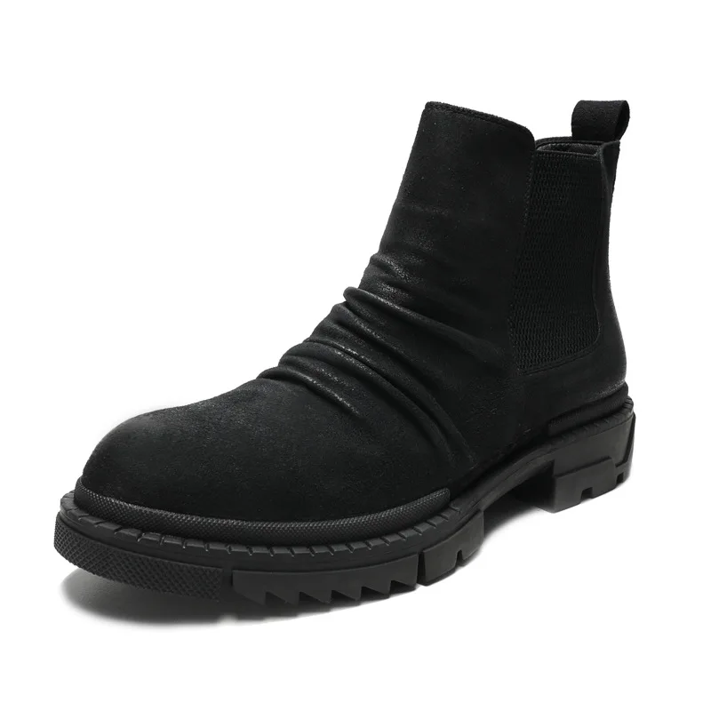 

Мужские повседневные ботинки челси, демисезонные ботинки на платформе, ботильоны из натуральной кожи, демисезонные ботинки