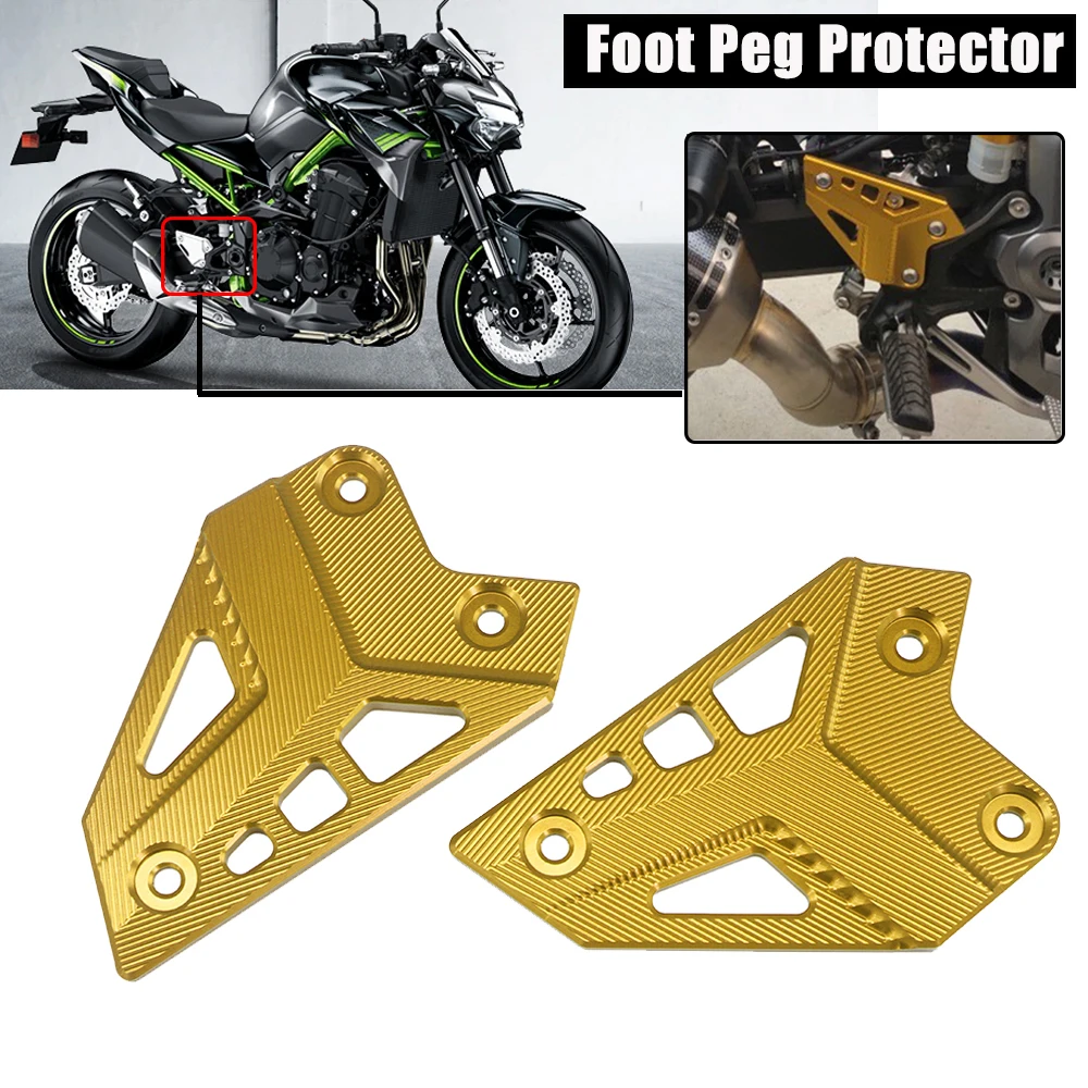 

Motorcycle Accessories Aluminum FootPeg Heel Plates Guard Protective Cover Footrest Rear Set For Z900 Z 900 2017 2018 2019 2020