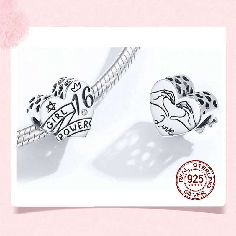 Подвеска в виде сердца на день рождения с девушкой Power бусины подарки выложены