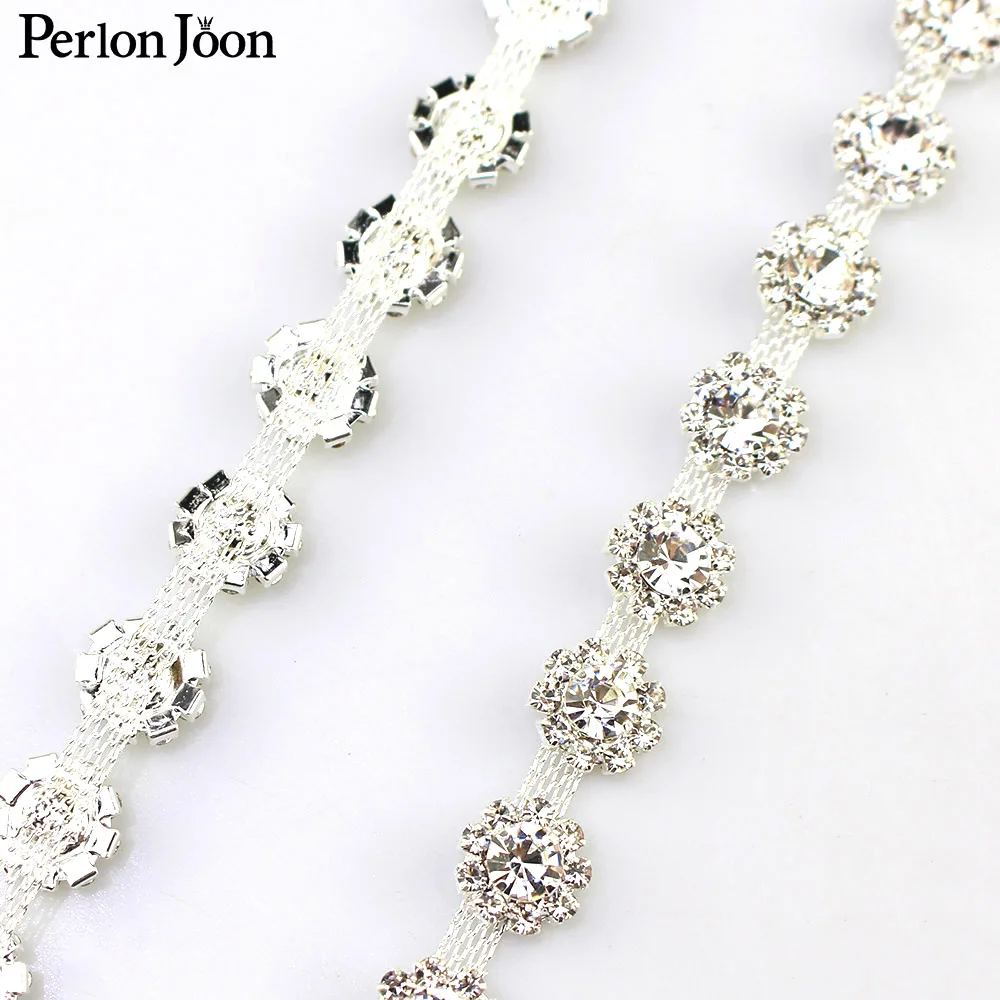 1 ярд круглые плотные хрустальные мигание стразы отделка металлическая цепочка