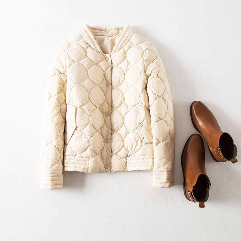 Fitaylor осень зима ультра легкие белые пуховики женские свободные короткие пальто