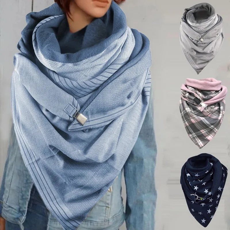 

Fashion Women Scarve Soild Dot Printing Button Soft Wrap Casual Warm Scarves Shawls fashion Leisure Comfortable soft personality