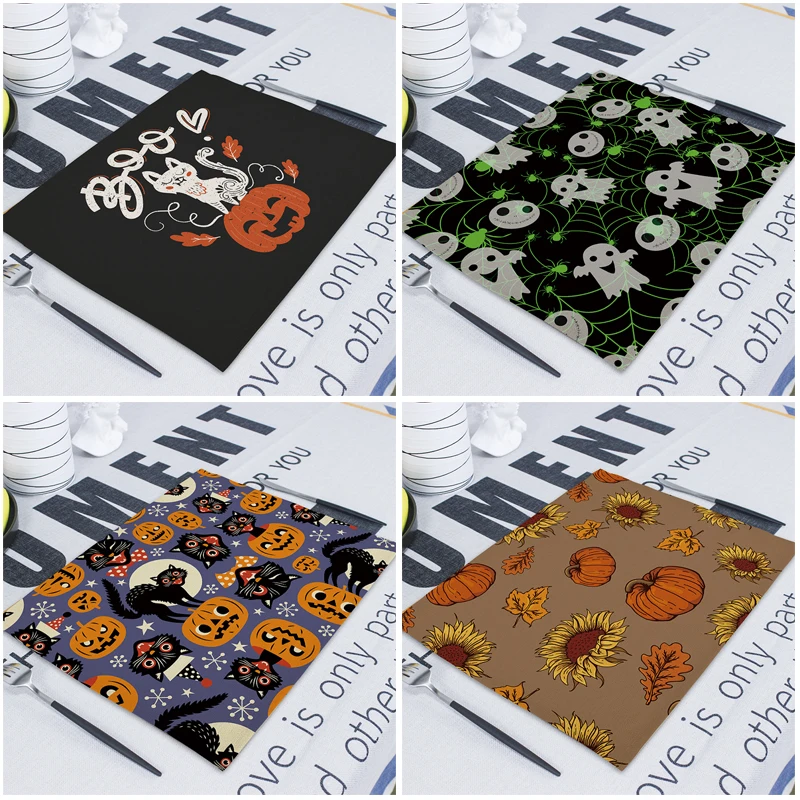 Салфетки с изображением тыквы Льняные декоративные бумажные салфетки страшный