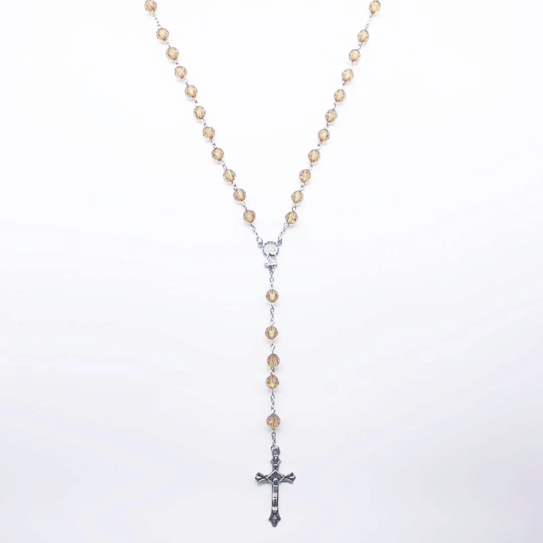 Ожерелье из светлого золотого хрустального стекла Religion 7 мм | Украшения и