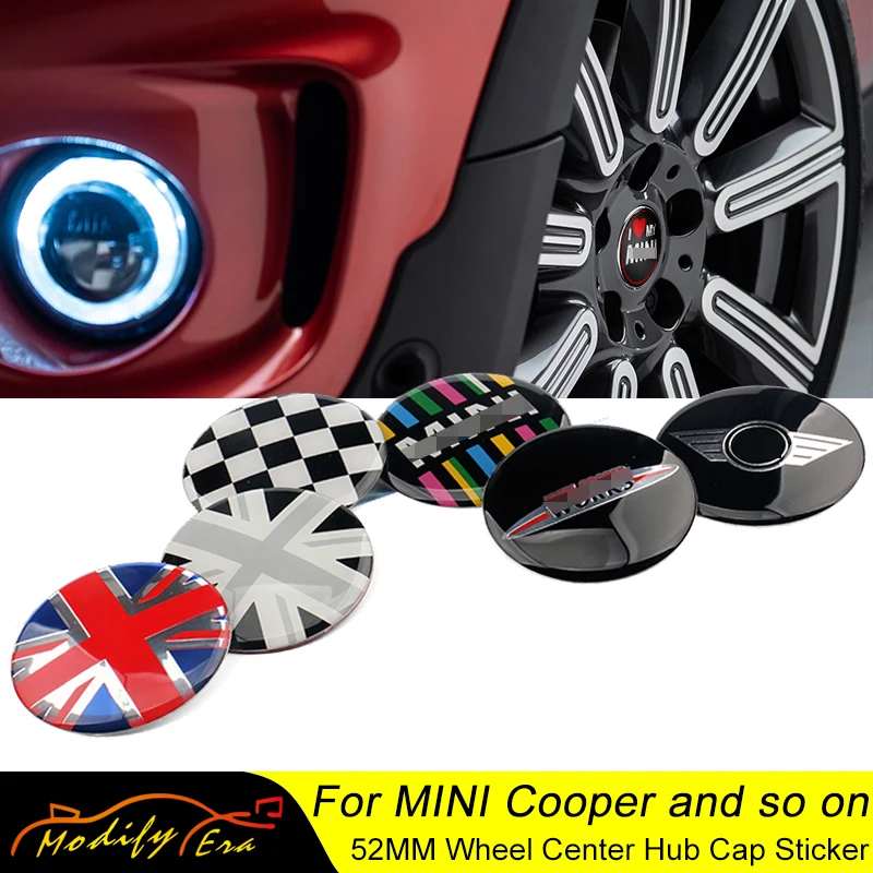 

52mm Car Styling Wheel Center Cover Sticker Hub Cap For Mini Cooper S JCW One+R55 R56 R60 R61 F54 F55 F56 F60 Clubman Countryman