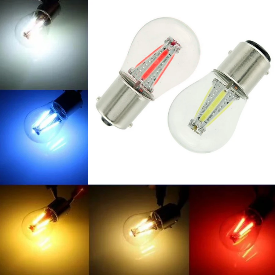 

4 светодиодный автомобильный тормоз светильник BA15S 1156 BAY15D 1157 нити автомобильный резервный задний стоп-сигнал светильник лампы для фар свети...
