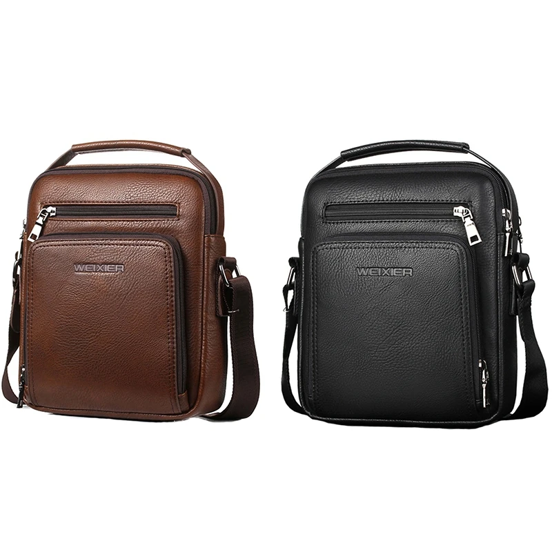 

WEIXIER Casual Men Crossbody Bags Pu Leather Messenger Bag Designer Men Handbag Top Male Shoulder Bags